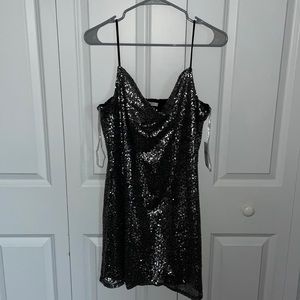 Sequin Cowl-Neck Dress